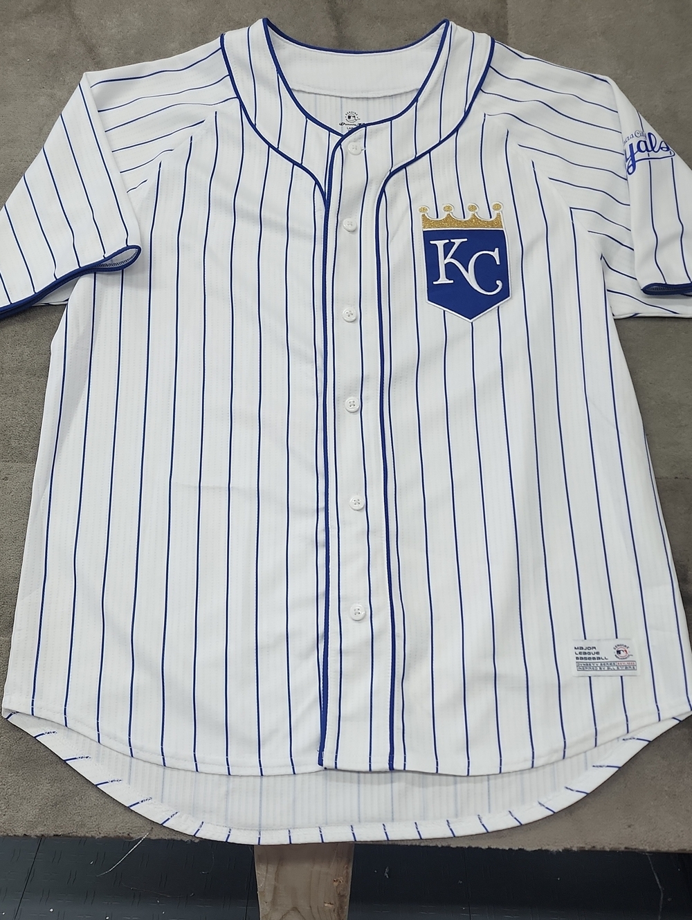 KC Royals White Pinstripe Button-Front Shirt